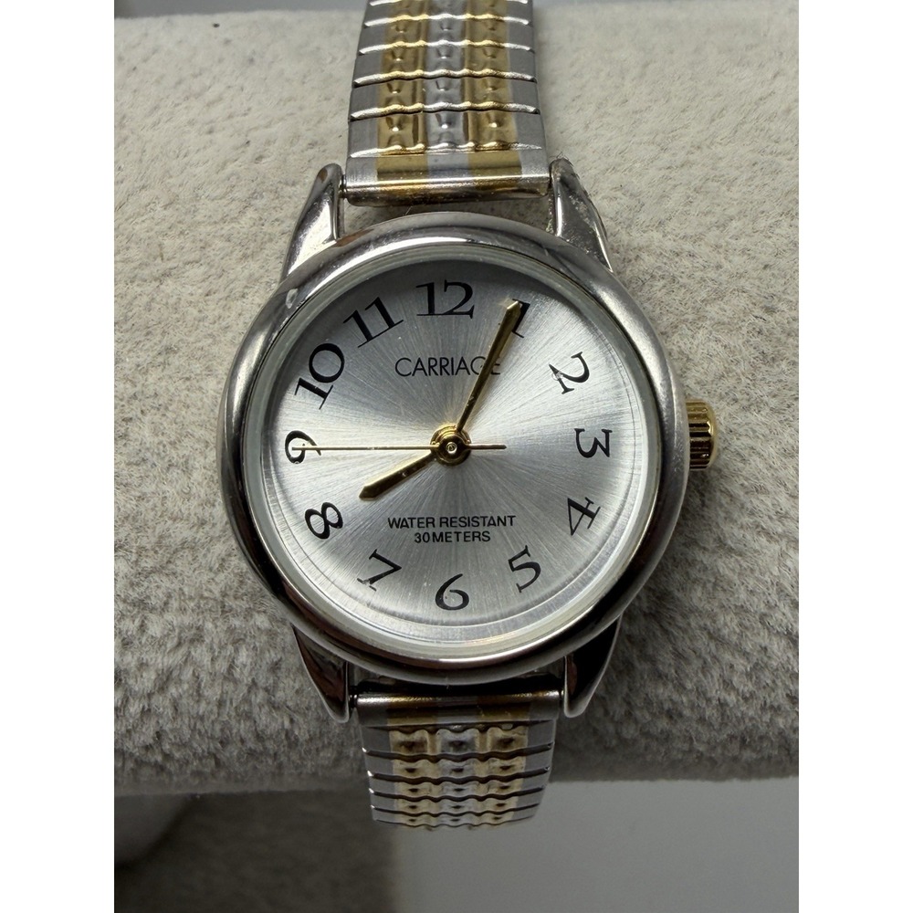 Carriage By Timex C3C605 New Battery Ladies Watch 22MM 6" Stretch Band 1988